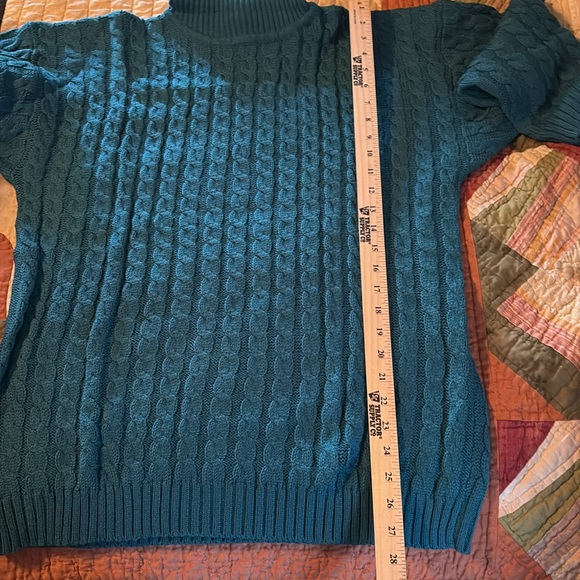 Cable Knit Womens Teal Green Vintage Tarazzia Turtleneck Sweater EUC - size L - Picture 5 of 5